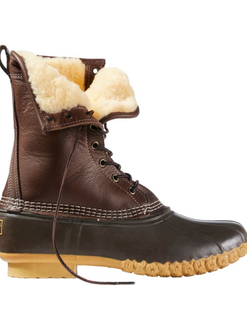 L.L. Bean Women's Brown Shearling-Lined Lace-Up Winter Boots size 6M